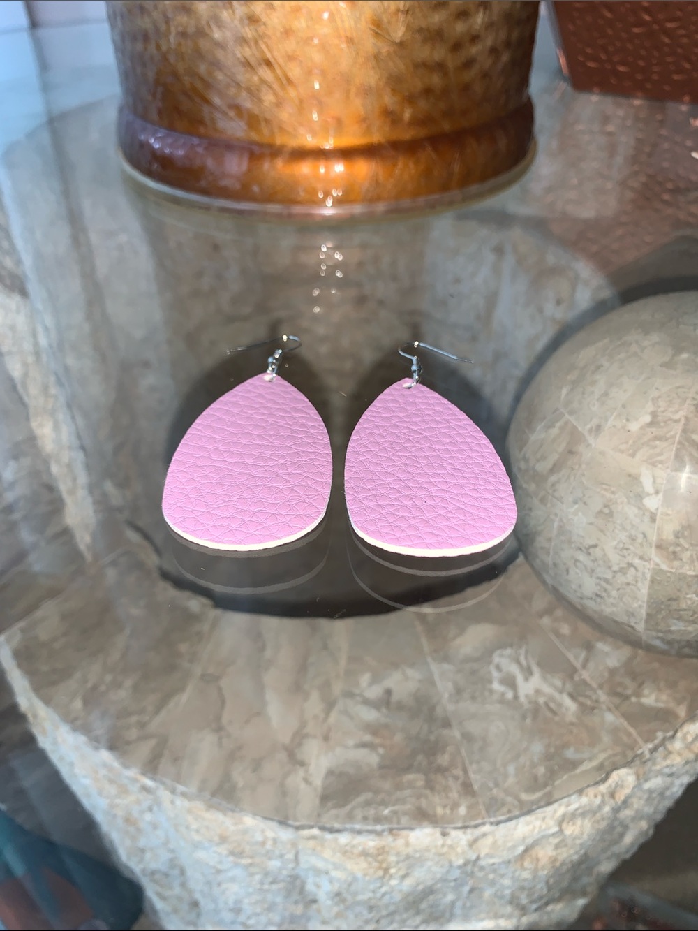 Lavender Teardrop Leather Earrings - Women Jewelry